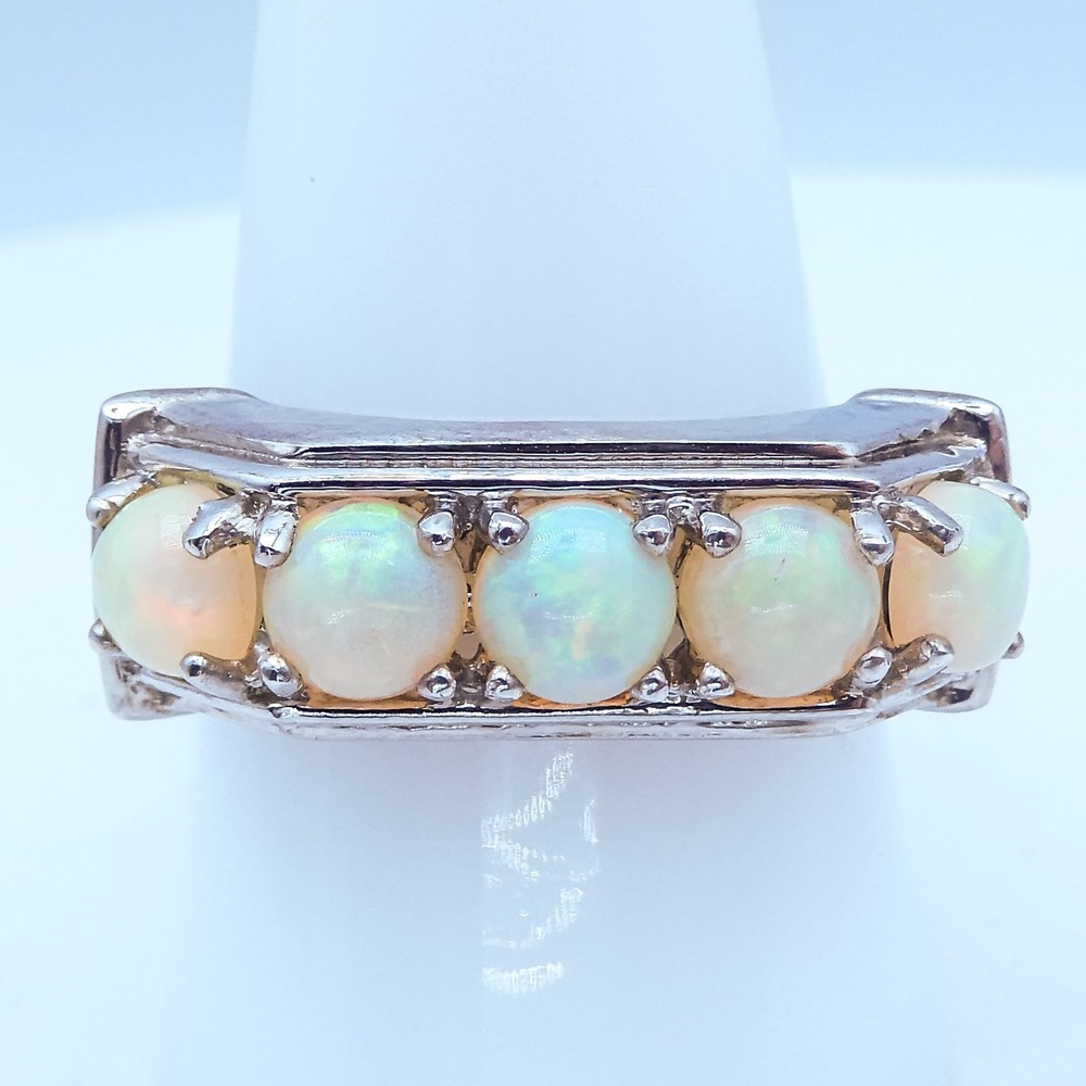 Ethiopian Fire Opal Womens Or Mens 2.4 ctw Band Ring Sterling Silver 925